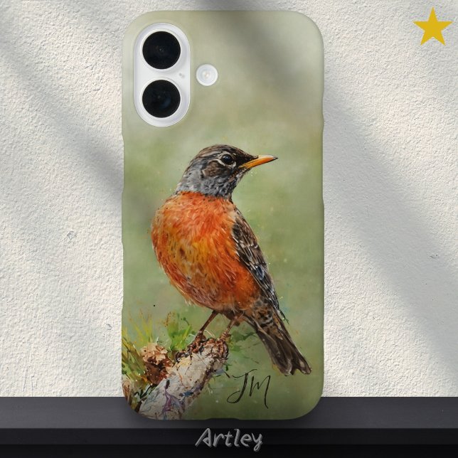 American Robin Bird Painting Individuelle Name Case-Mate iPhone Hülle (Von Creator hochgeladen)
