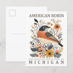 American Robin Bird von Michigan USA Travel Postkarte