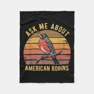 American Robin Bird Watching Vintag Retro S Fleecedecke
