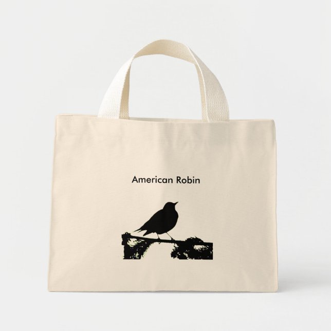 American Robin Silhouette Bag Mini Stoffbeutel (Vorne)
