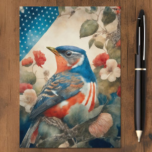 American Robin Vintag Bird Independence Day USA Feiertagskarte