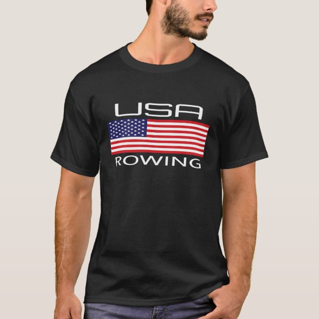 American Rowing Rower Athlete USA Flag Pride Crew T-Shirt (Vorderseite)