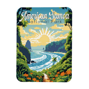 American Samoa Nationalpark Illustration Retro Magnet