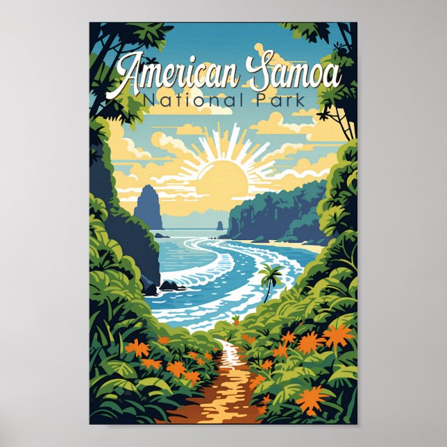 American Samoa Nationalpark Illustration Retro Poster (Vorne)