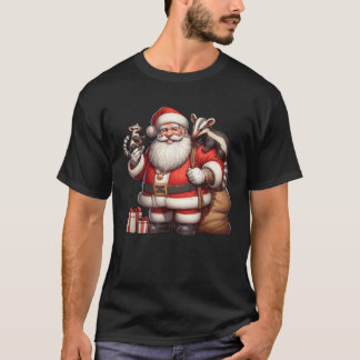 American Santa Claus Holding Anteater Präsent Xmas T-Shirt