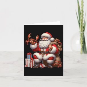 American Santa Claus Holding Crab Präsentieren Xma Karte