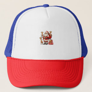 American Santa Claus Holding Giraffe Präsent Xmas Truckerkappe
