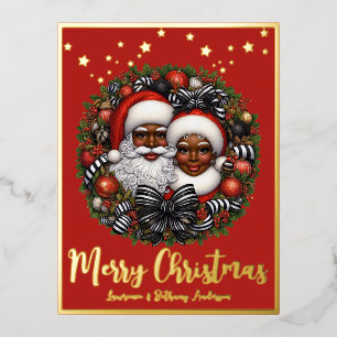 American Santa & Mrs Claus Folien Feiertagspostkarte