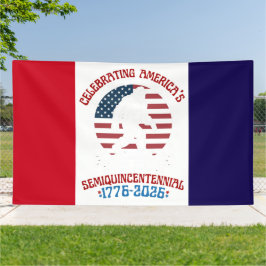 American Semiquincentennial Walking Figure Emblem Banner