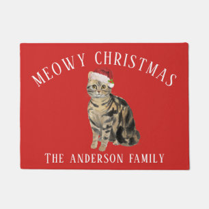 American Shorthair Brown Tabby Cat Meowy Weihnacht Fußmatte