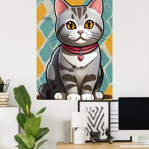 American Shorthair Cat Abstrakt Art Felge Poster