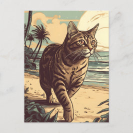 American Shorthair Cat an einem tropischen Strand Postkarte