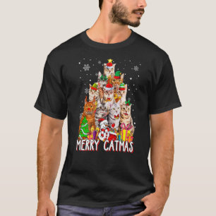 American Shorthair Cat Merry Catmas Weihnachtsbaum T-Shirt