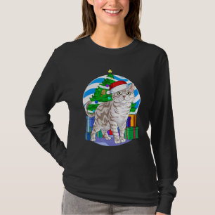 American Shorthair Cat Santa Christmas Tree Dekora T-Shirt