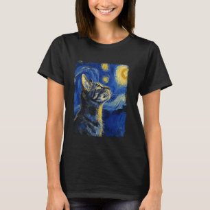 American Shorthair-Katze Sternennacht-Gemälde T-Shirt