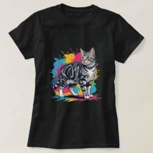 American Shorthair Pop Art Spritzkatze T-Shirt