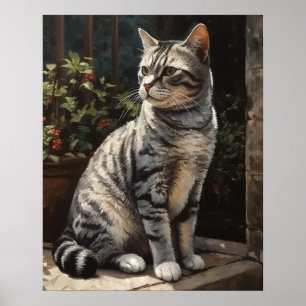 American Shorththorder Cat Art Print Poster