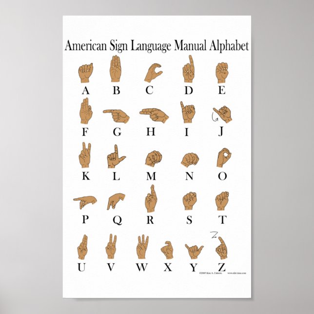 American Sign Language ASL Alphabet Poster (Vorne)