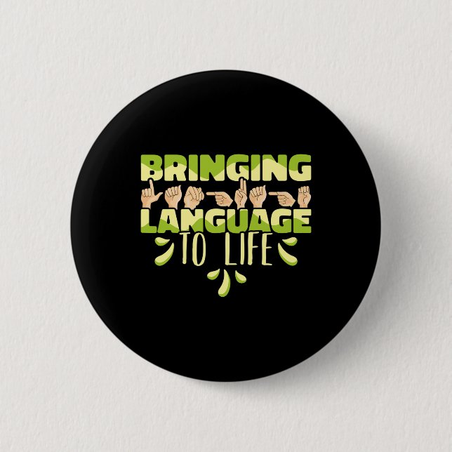 American Sign Language Asl Bringing Language To Li Button (Vorderseite)