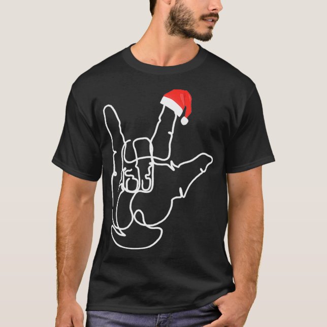 American Sign Language ASL Love Christmas  T-Shirt (Vorderseite)