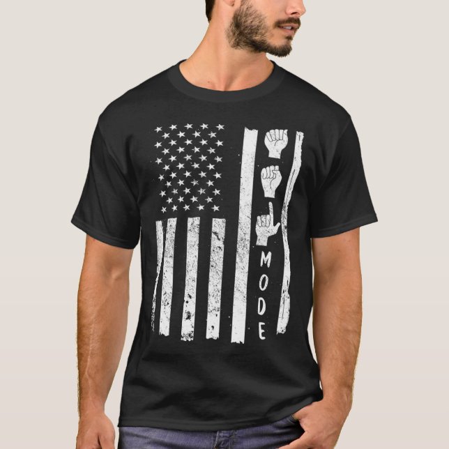 American Sign Language ASL USA Flag T-Shirt (Vorderseite)