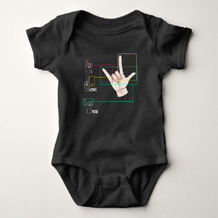 American Sign Language Handzeichen ASL I Liebe You Baby Strampler