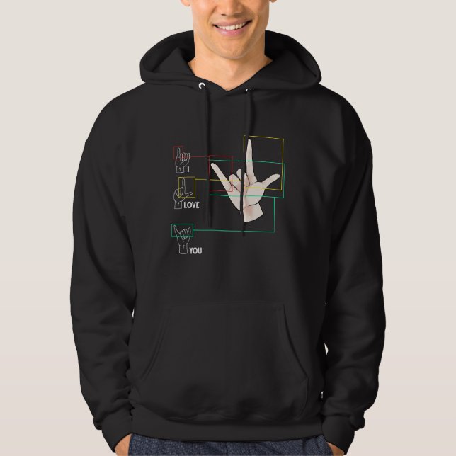 American Sign Language Handzeichen ASL I Liebe You Hoodie (Vorderseite)