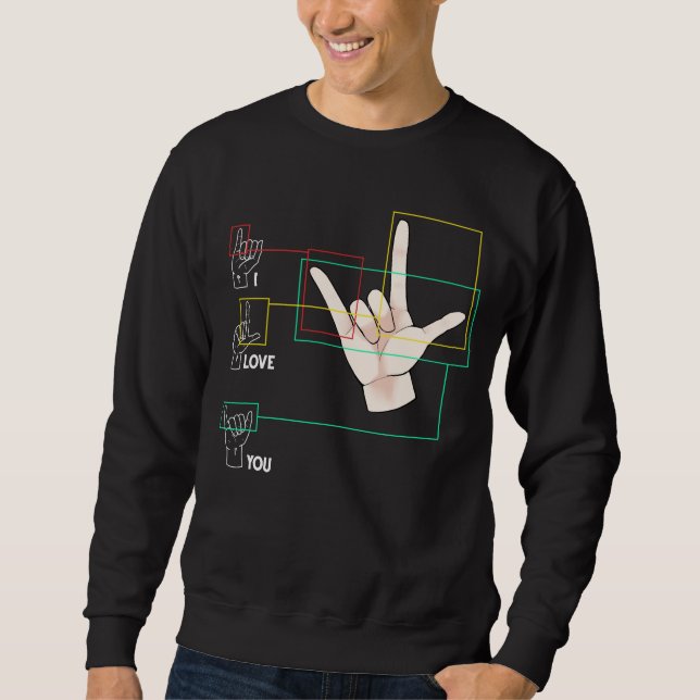American Sign Language Handzeichen ASL I Liebe You Sweatshirt (Vorderseite)