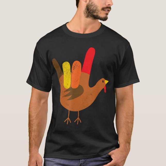 American Sign Language I Liebe You Erntedank Tur T-Shirt (Vorderseite)