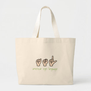 American Sign Language Jumbo Stoffbeutel