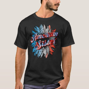 American Sister Sunflower Happy Sister Day Gefärbt T-Shirt