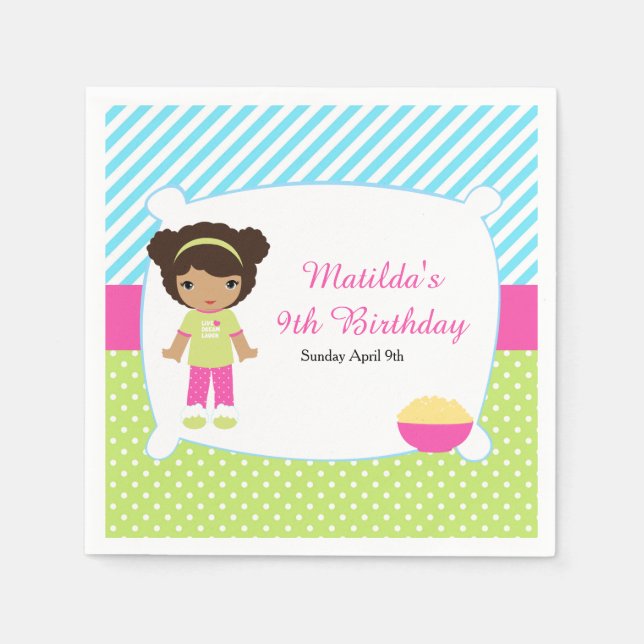 American Sleepoe Slumber Party Geburtstag Serviette (Vorderseite)