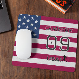 American Soccer Athlete Personalized Stars Stripes Mousepad