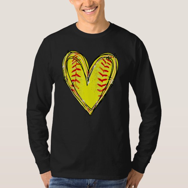 American Softball Heart Liebe Softball Lover Mutte T-Shirt (Vorderseite)