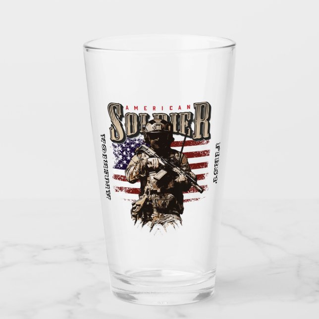 American Soldier Design Pint Glass Cup Glas (Vorderseite)
