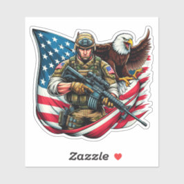 American Soldier Eagle USA Flag Patriotische Kunst Aufkleber