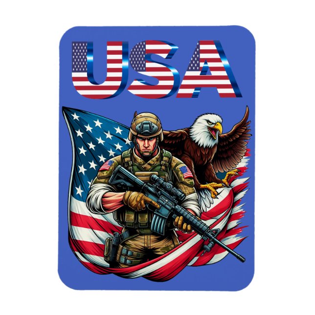 American Soldier Eagle USA Flag Patriotische Kunst Magnet (Vertikal)