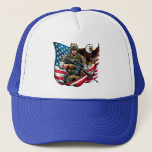 American Soldier Eagle USA Flag Patriotische Kunst Truckerkappe