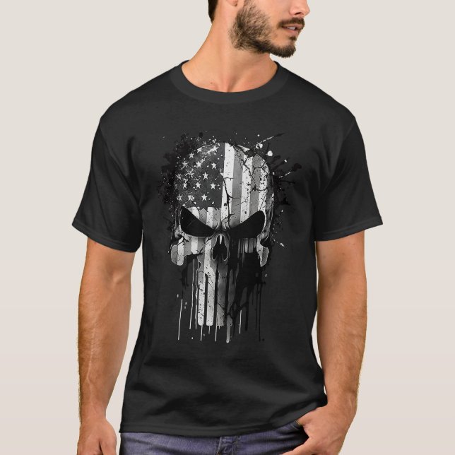 American Spartan Sensenmann Themed USA Flag Nation T-Shirt (Vorderseite)