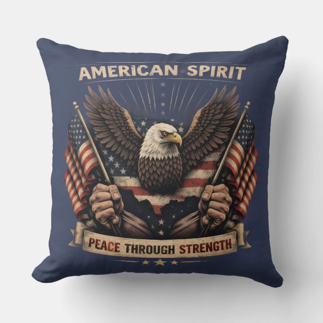 American Spirit Eagle Patriotic USA Flag Peace Thr Kissen (Vorderseite)