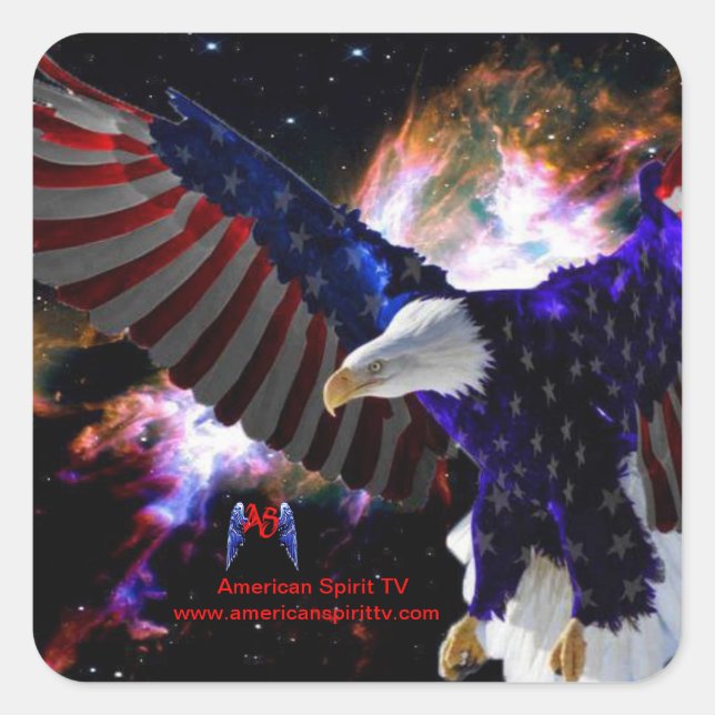 American Spirit TV - Adlersticker Quadratischer Aufkleber (Vorderseite)