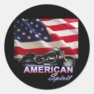 American Spirit TV Motorrad Show Runder Aufkleber