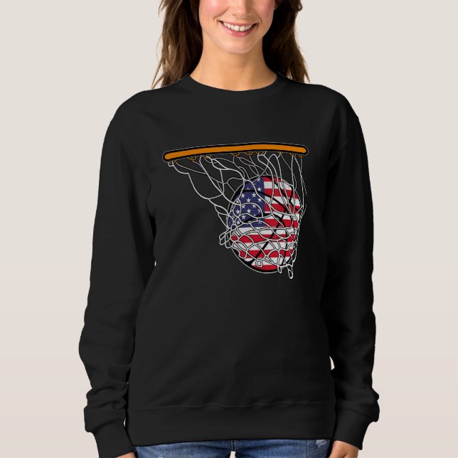 American Sport Basketball Basket Ball USA Flag 4th Sweatshirt (Vorderseite)