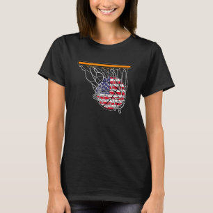 American Sport Basketball Basketball Ball USA Flag T-Shirt