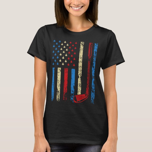 American Sports Flag 4th Of July Golf Club Athleti T-Shirt (Vorderseite)