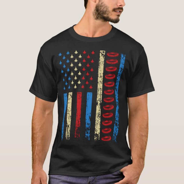 American Sports Flag 4th Of July Ultimate Frisbee  T-Shirt (Vorderseite)