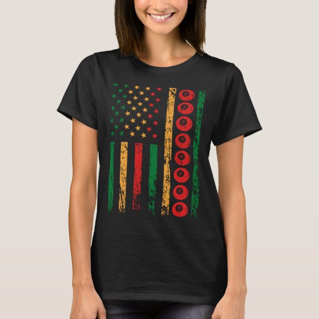 American Sports Flag Black History Month Billiards T-Shirt (Vorderseite)