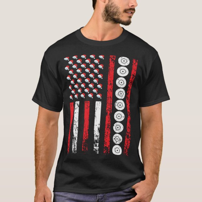 American Sports Flag Christmas Athletic Lawn Bowli T-Shirt (Vorderseite)