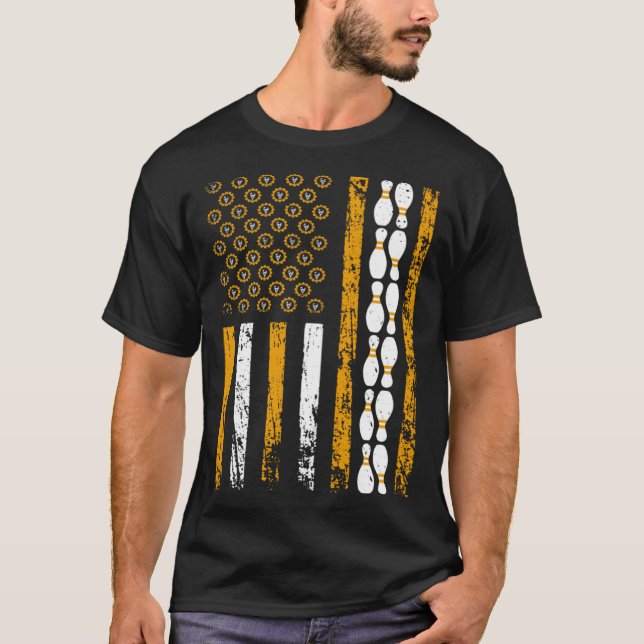 American Sports Flag Construction Tools Bowling Pi T-Shirt (Vorderseite)