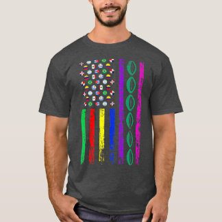 American Sports Flag Hispanic Heritage Monat Rugby T-Shirt